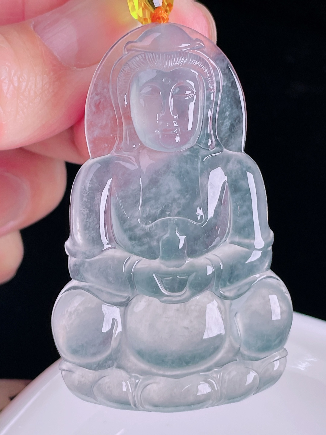 观音，老种起光，细底通透，尺寸：60/38.3/6.3mm0825