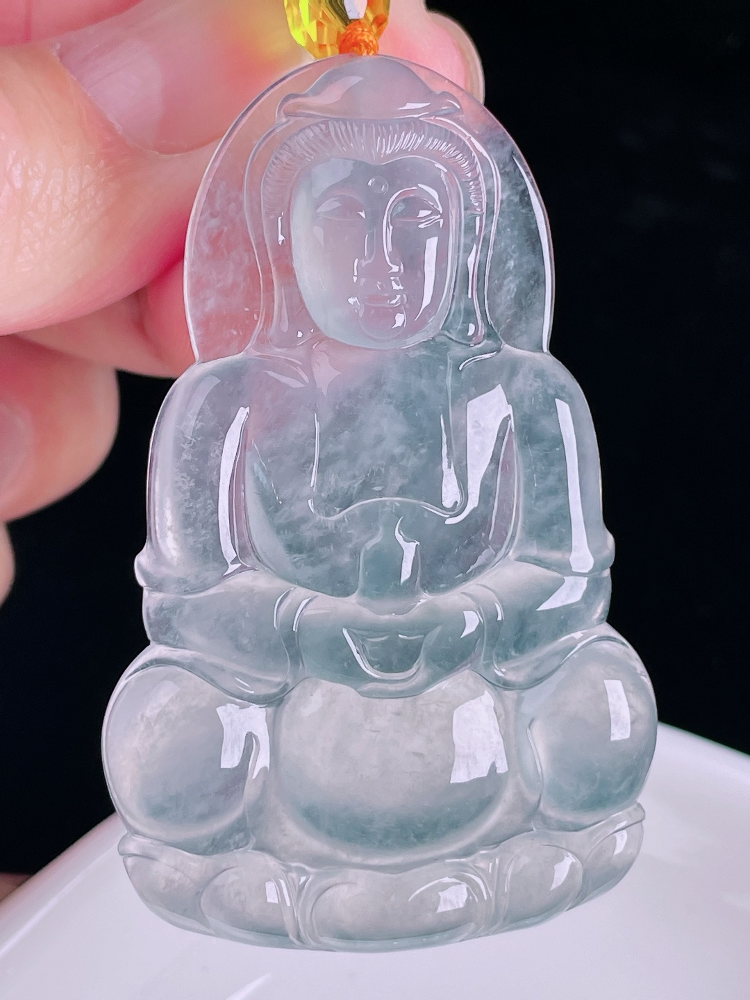 观音，老种起光，细底通透，尺寸：60/38.3/6.3mm0825