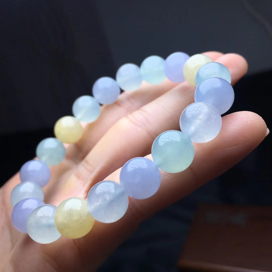 ️ 马卡龙手串，卡10mm，19颗，种好，玉质细腻，色彩清新，颗颗精选，度极高