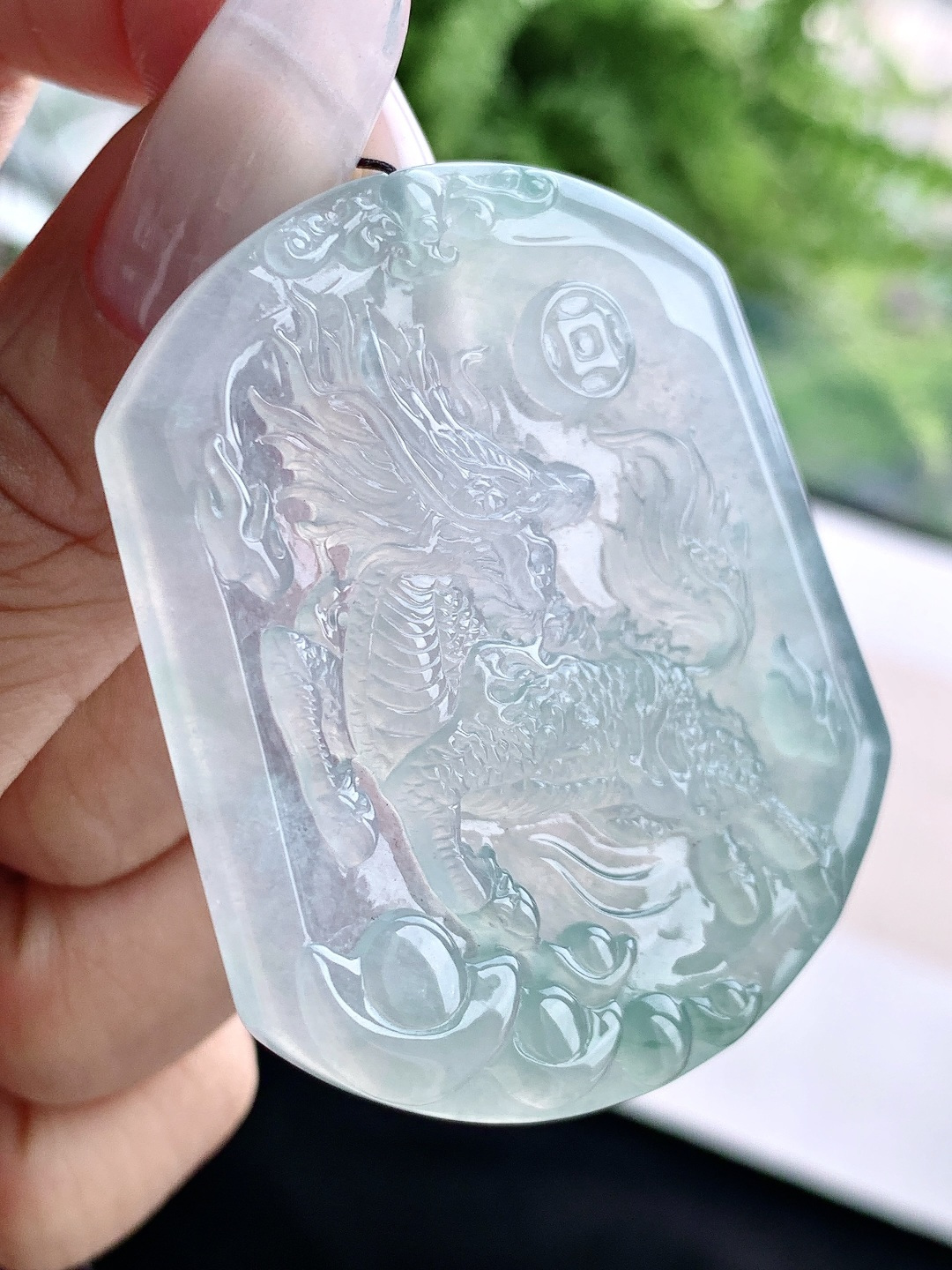 冰飘花麒麟牌吊坠,缅料性比高,尺寸52-44.2-5,重量25克