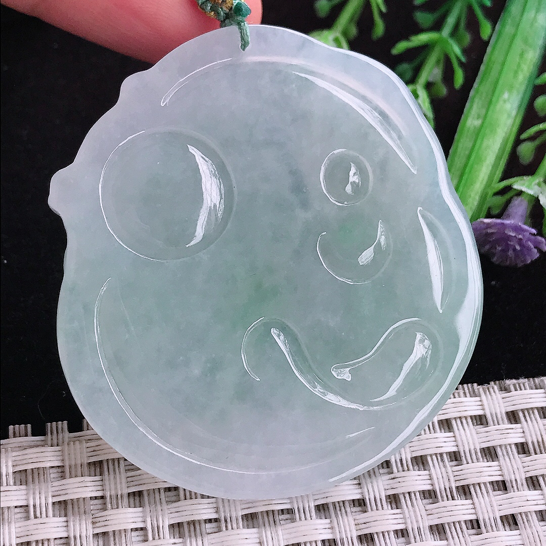 实拍A货翡翠手镯53/49/6.1老坑冰胶冰晴文殊菩萨吊坠翡翠玉挂件