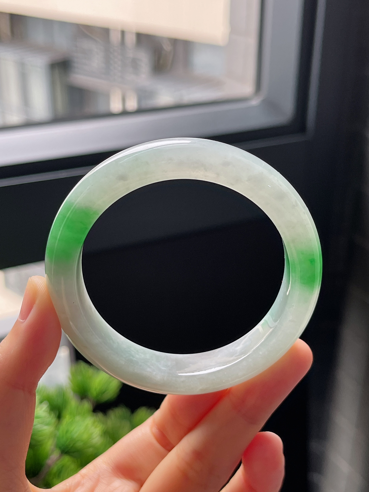 圈口52.7，冰糯种飘花阳绿飘花翡翠正圈手镯