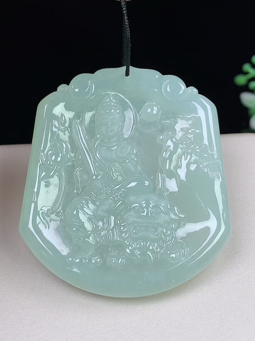冰晴文殊菩萨，无裂，尺寸49.6-43.8-5.4mm，D25yaf