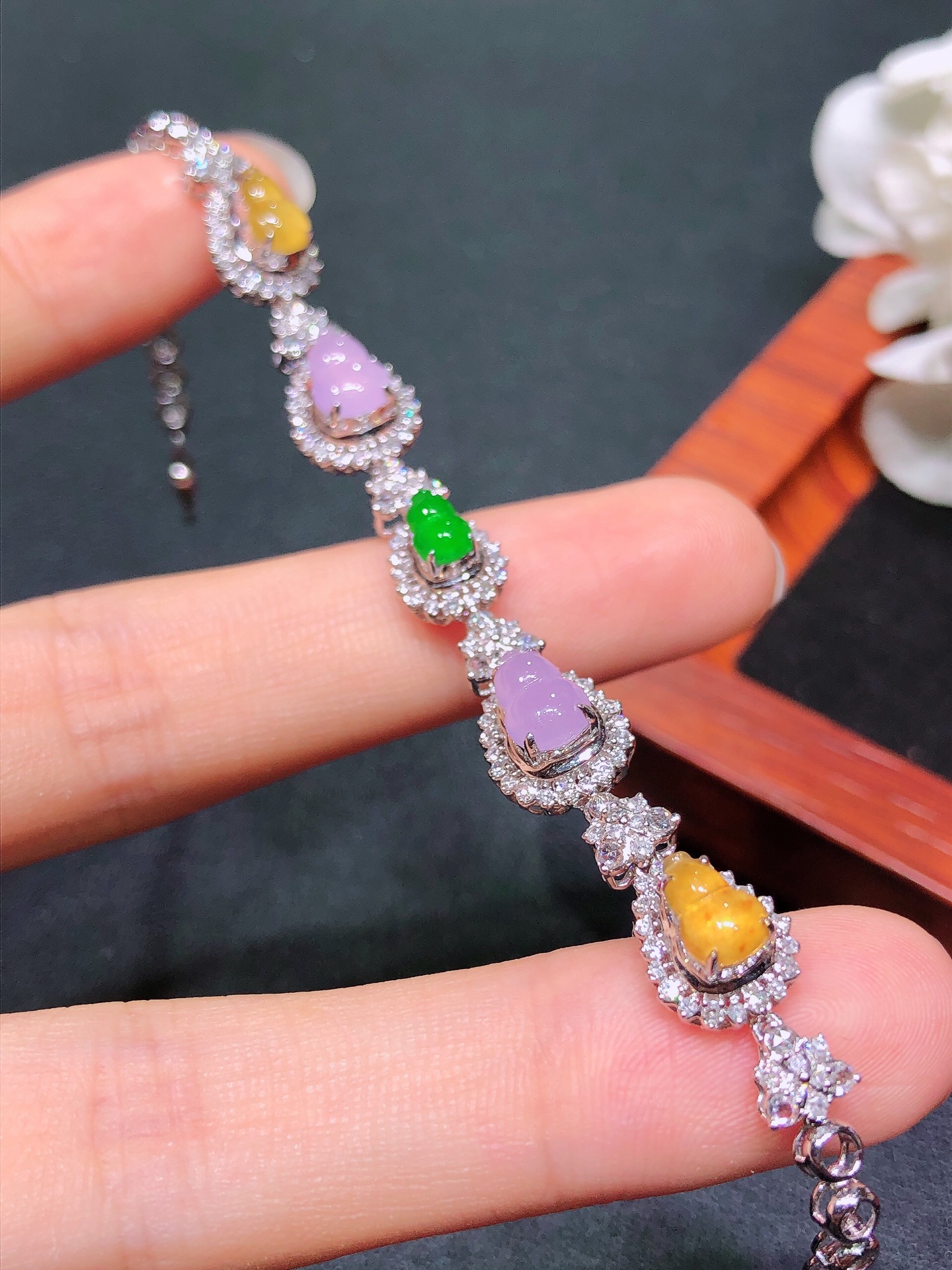 18K金镶 多宝葫芦手链  水润色艳 品相饱满 苹果拍摄，实物更好看，7.2-5-2.3