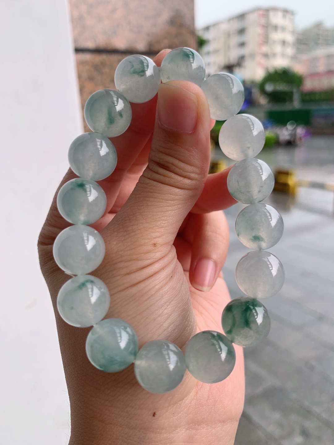 冰飘花珠珠手串，种水通透，花色灵动，清雅大气