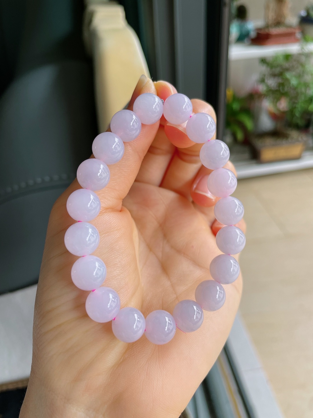 缅甸天然翡翠A货，冰种手链，尺寸：10mm。【编4100】