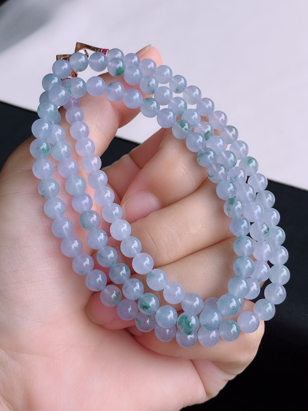冰粉紫珠链，晶莹剔透，尺寸6/108颗，自然光实拍