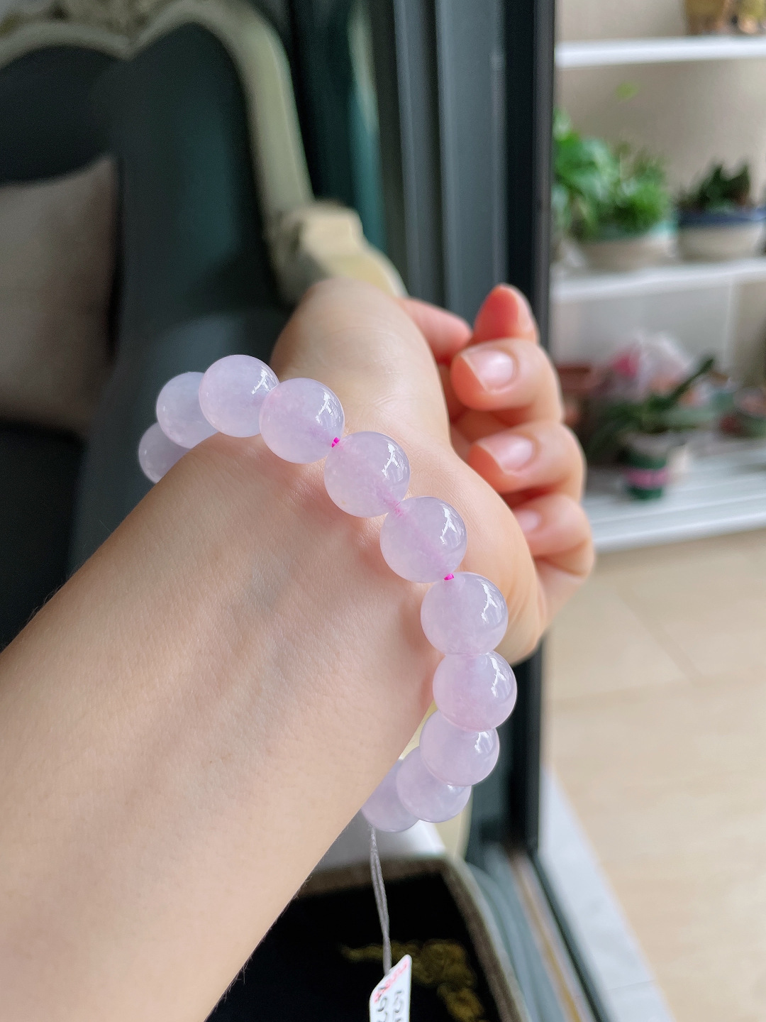 缅甸天然翡翠A货，冰种手串，尺寸：11.8mm。【编4262】