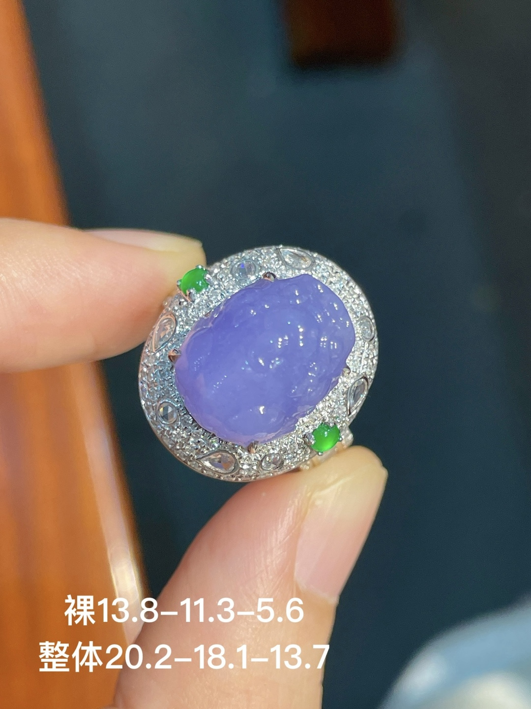 貔貅戒指 无裂 18k金镶嵌 不议，20.2-18.1-13.7