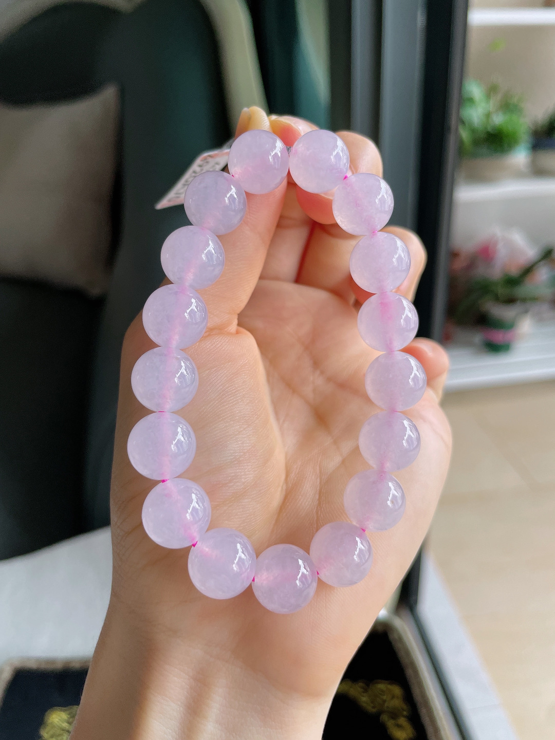 缅甸天然翡翠A货，冰种手串，尺寸：11.8mm。【编4262】