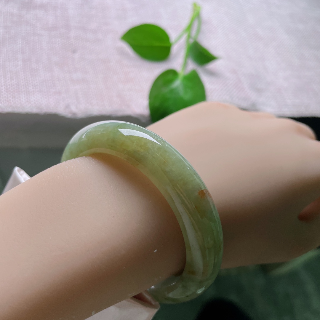 黄翡正圈，水润细腻，黄橙明媚，贵气，皮纹，ss54464a