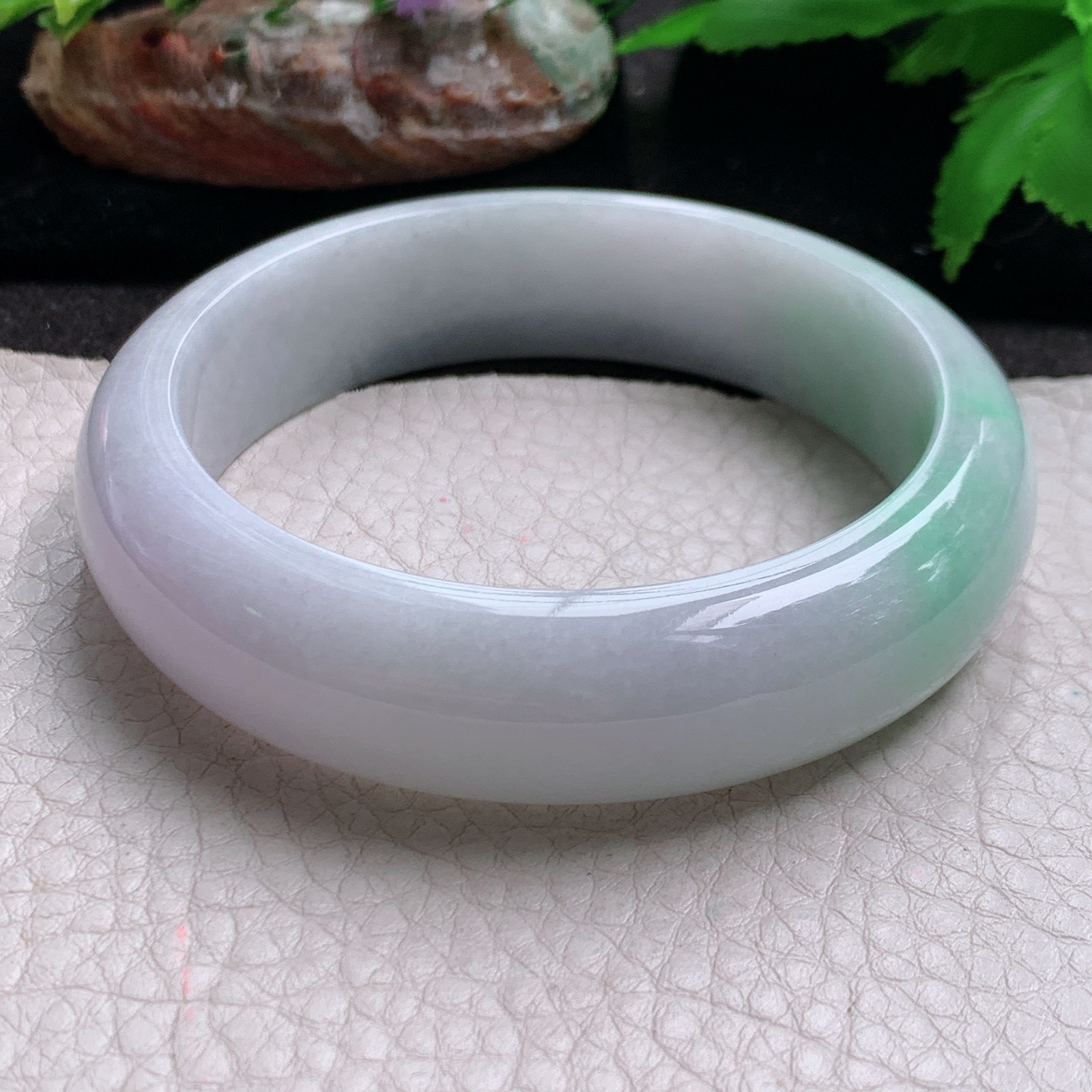 js实拍58*15.6*8.6轮胎镯 缅甸翡翠玉手镯春带彩水润正圈玉手环