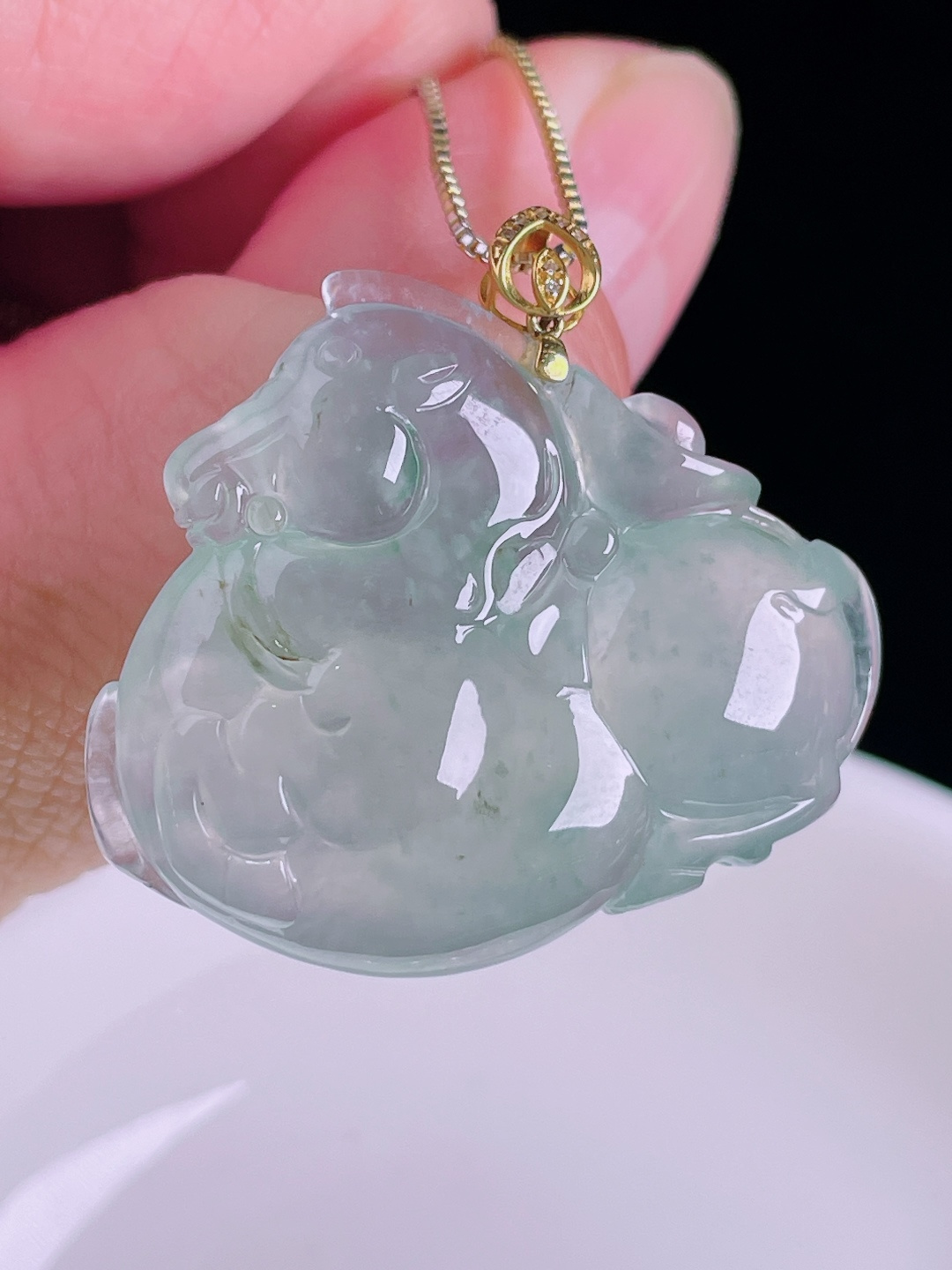 唐马，18k镶嵌，老种起光，细底通透，尺寸：32.2裸石28.4/33.6/8mm0826