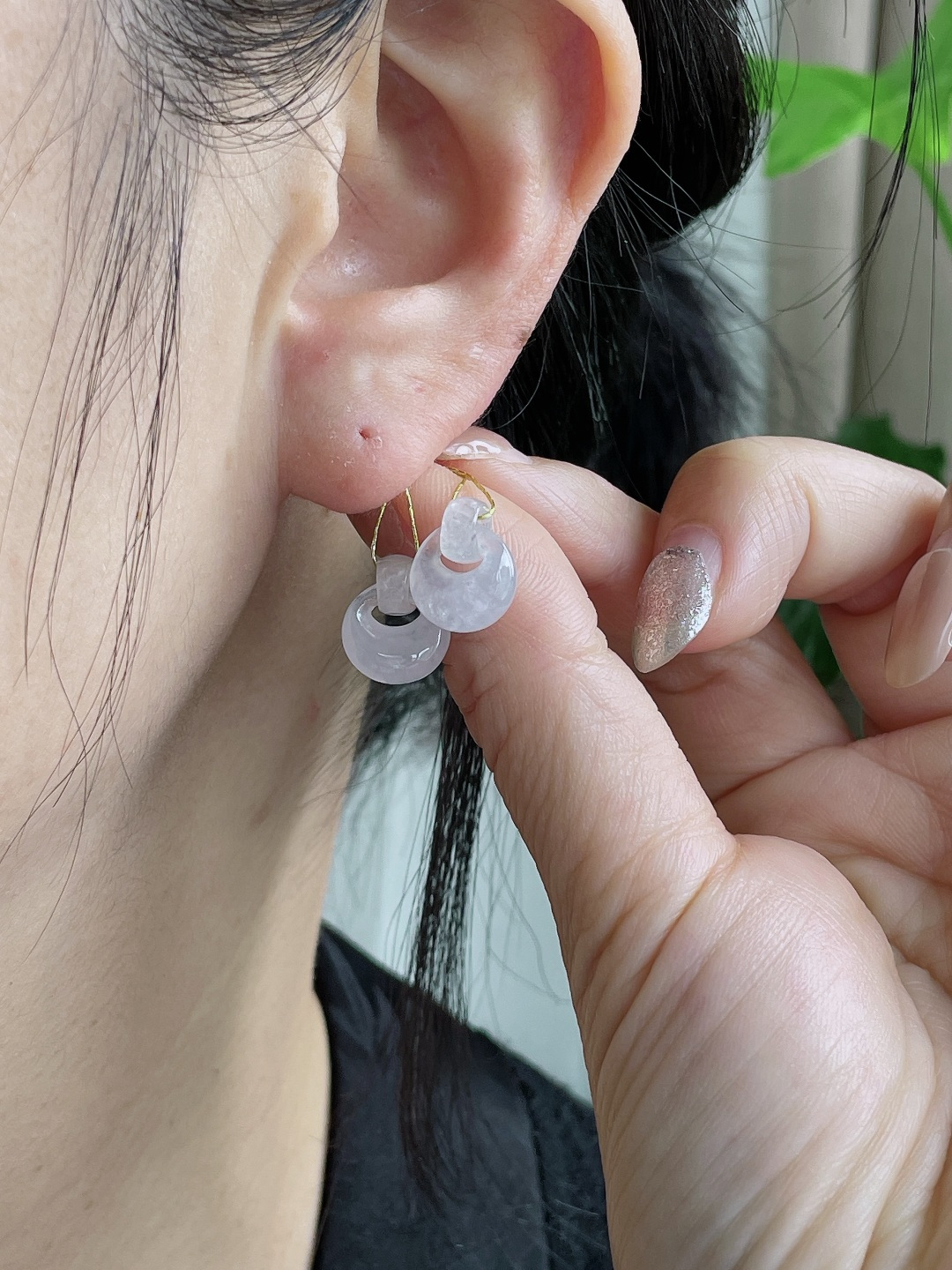 白冰环环相扣耳坠, 厚装, 尺寸10.7-10.2-6, 重量2.2克