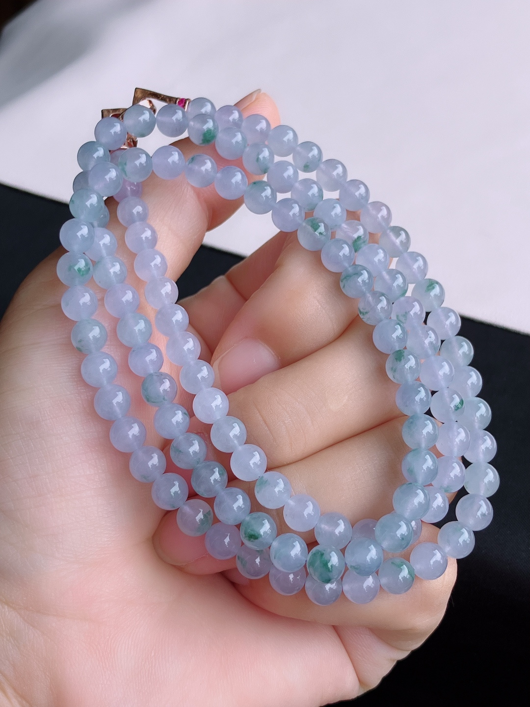 冰粉紫珠链，晶莹剔透，尺寸6/108颗，自然光实拍
