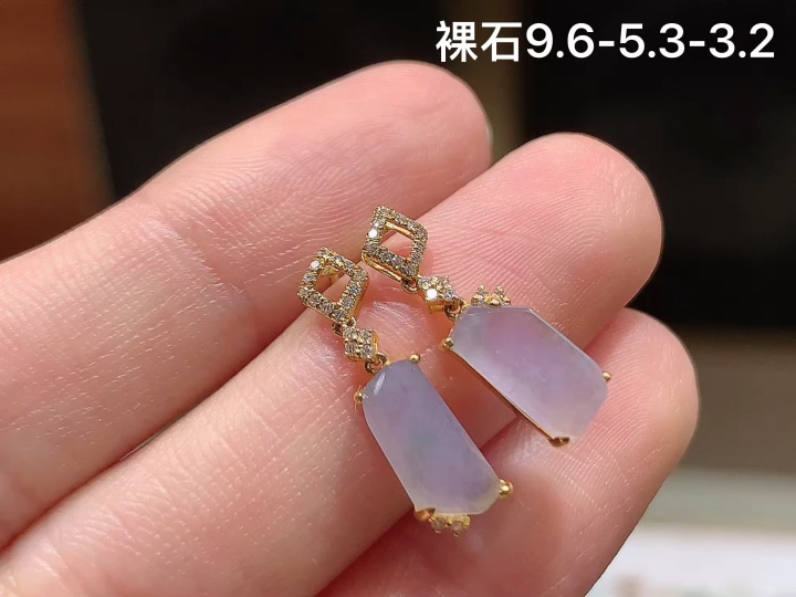 18K 随形耳坠 无裂, 尺寸，9.6-5.3-3.2