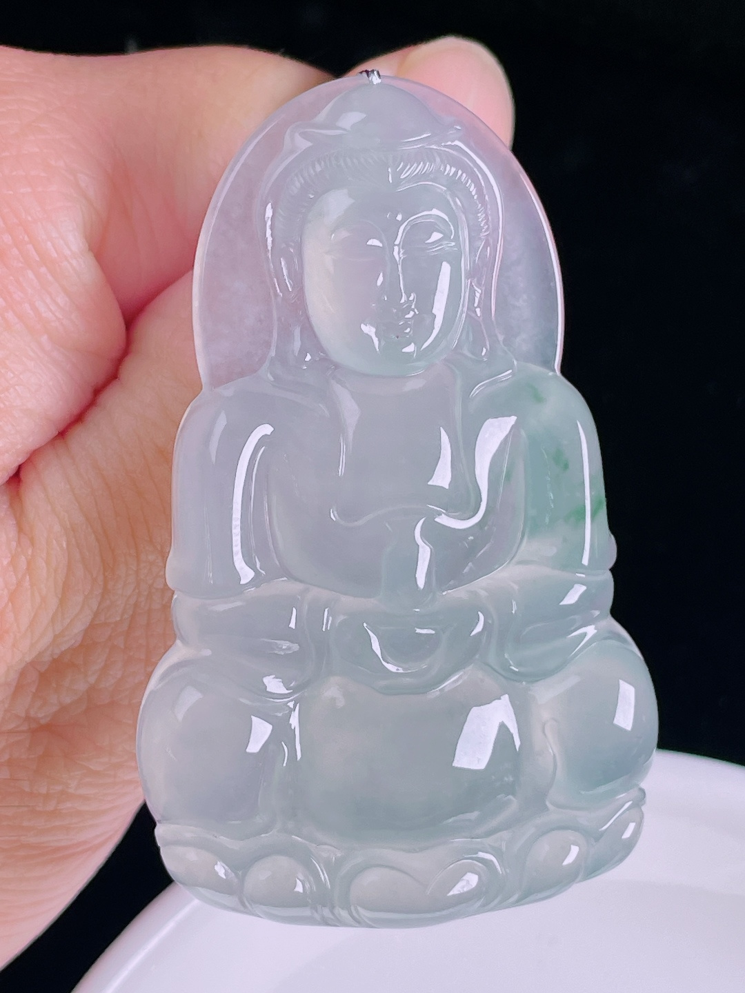 观音，老种起光，细底通透，尺寸：60/38/7mm0826