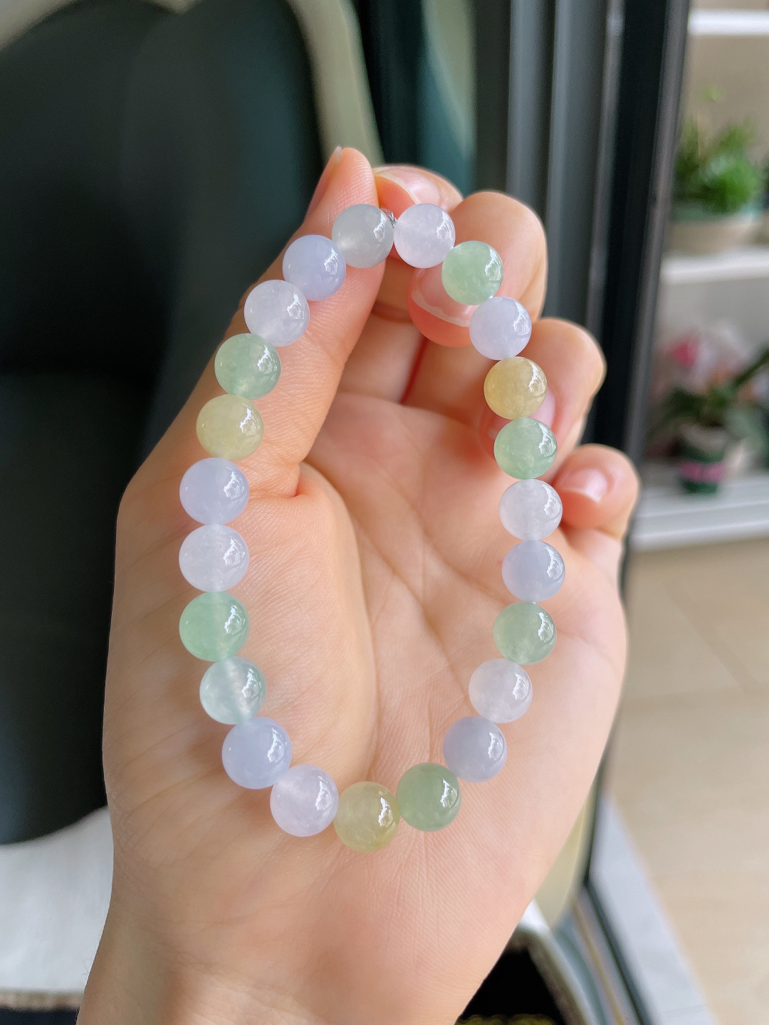 缅甸天然翡翠A货，冰多宝手串，尺寸：8mm。【编4296】