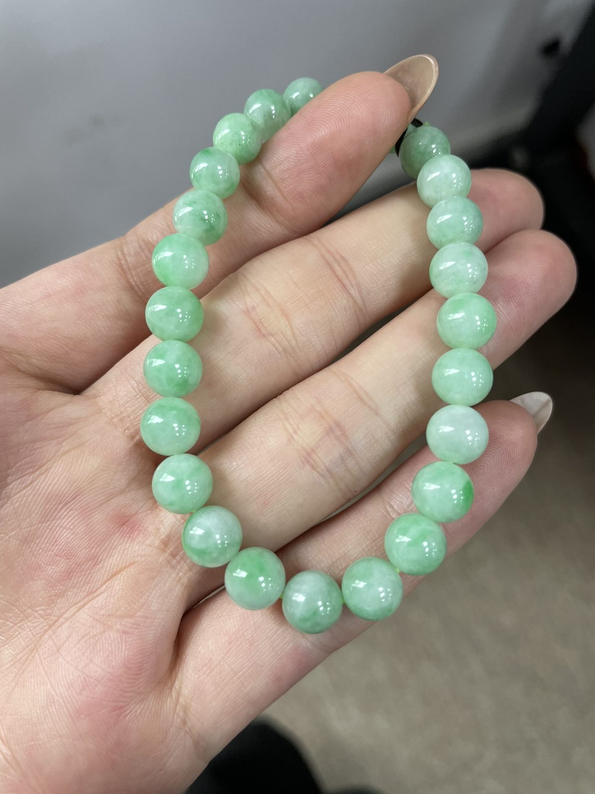 #私人专拍，特批优惠#天然翡翠A货飘绿手串尺寸7.2