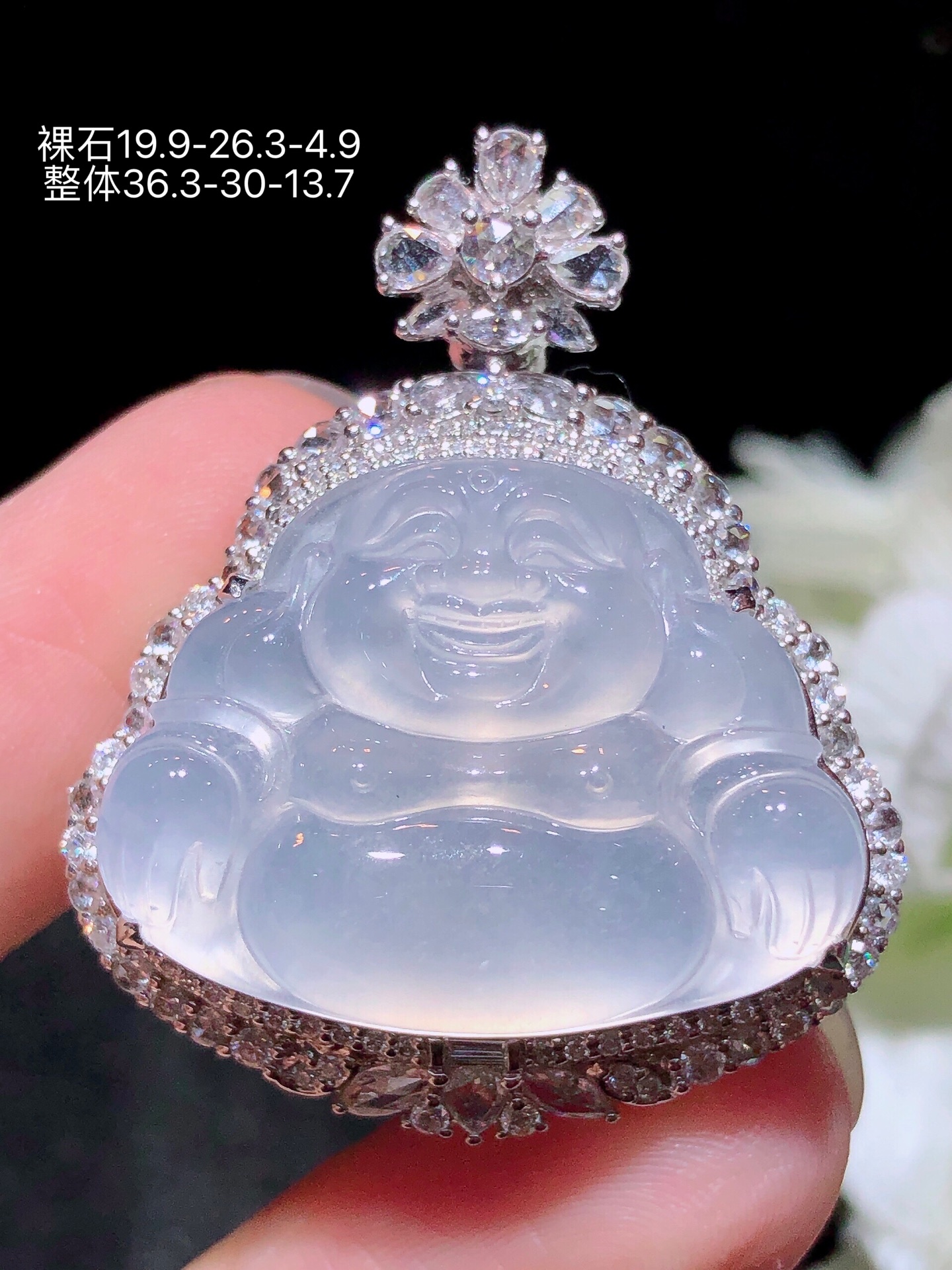 ️18K金镶 茅台白佛公吊坠 无裂 水润色艳 品相饱满 配送银链苹果拍摄，实物更好看，36.3-3