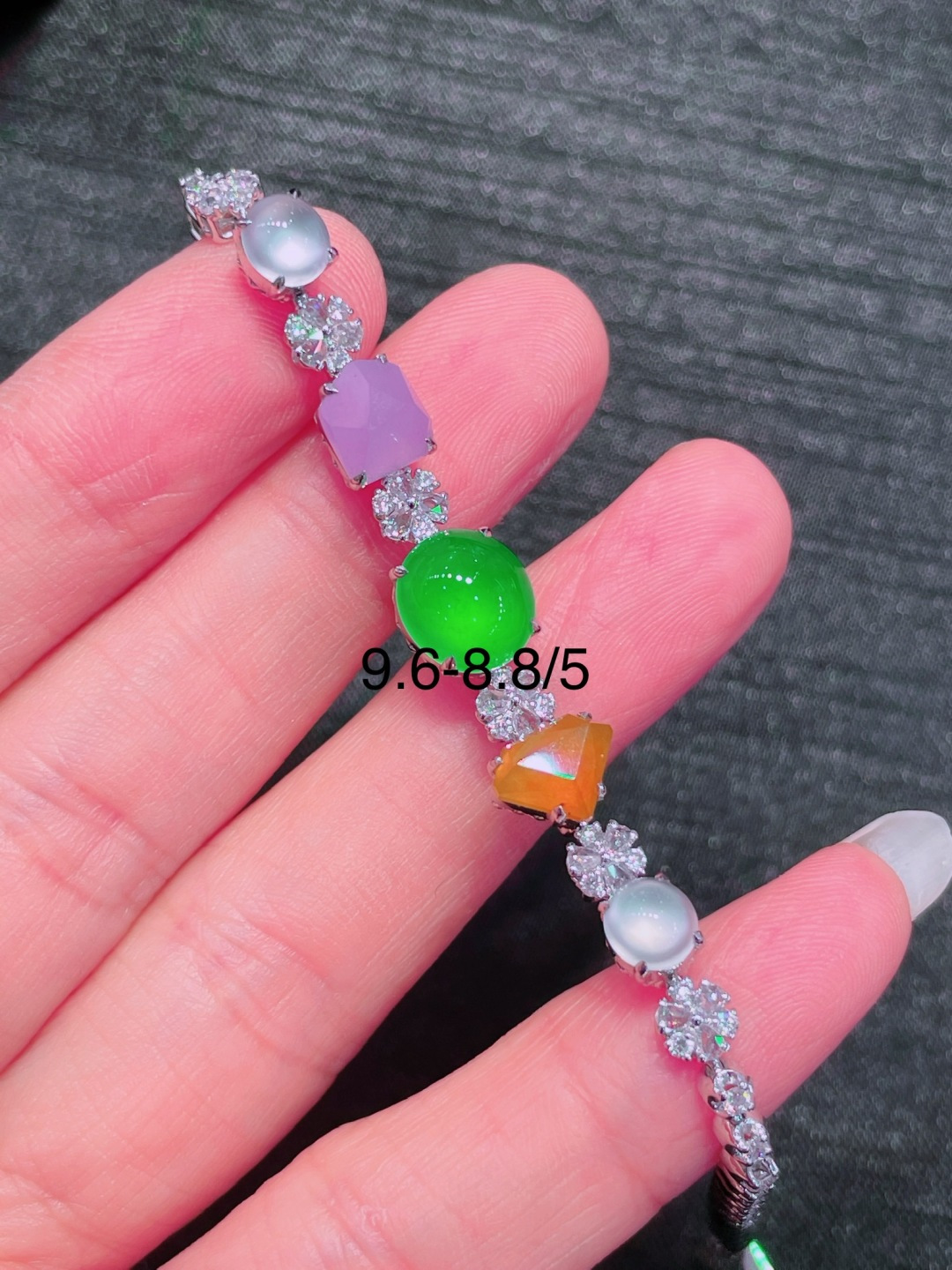 高冰多宝蛋面手链，晶莹剔透，新颖时尚，品相，9.6-8.8