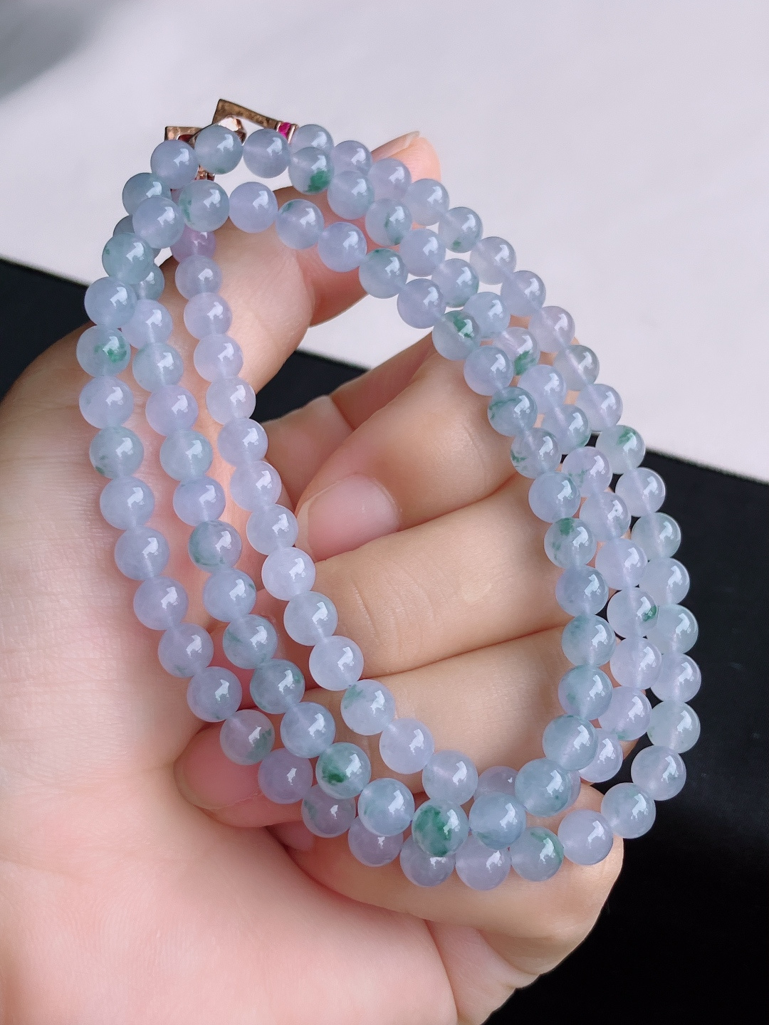 冰粉紫珠链，晶莹剔透，尺寸6/108颗，自然光实拍