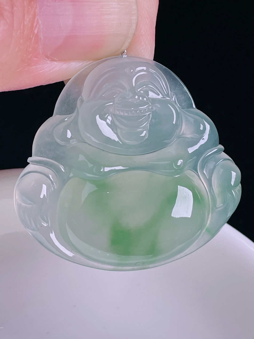 冰绿佛公，老种起光，细底通透，尺寸：34.7/37.5/6.8mm0826