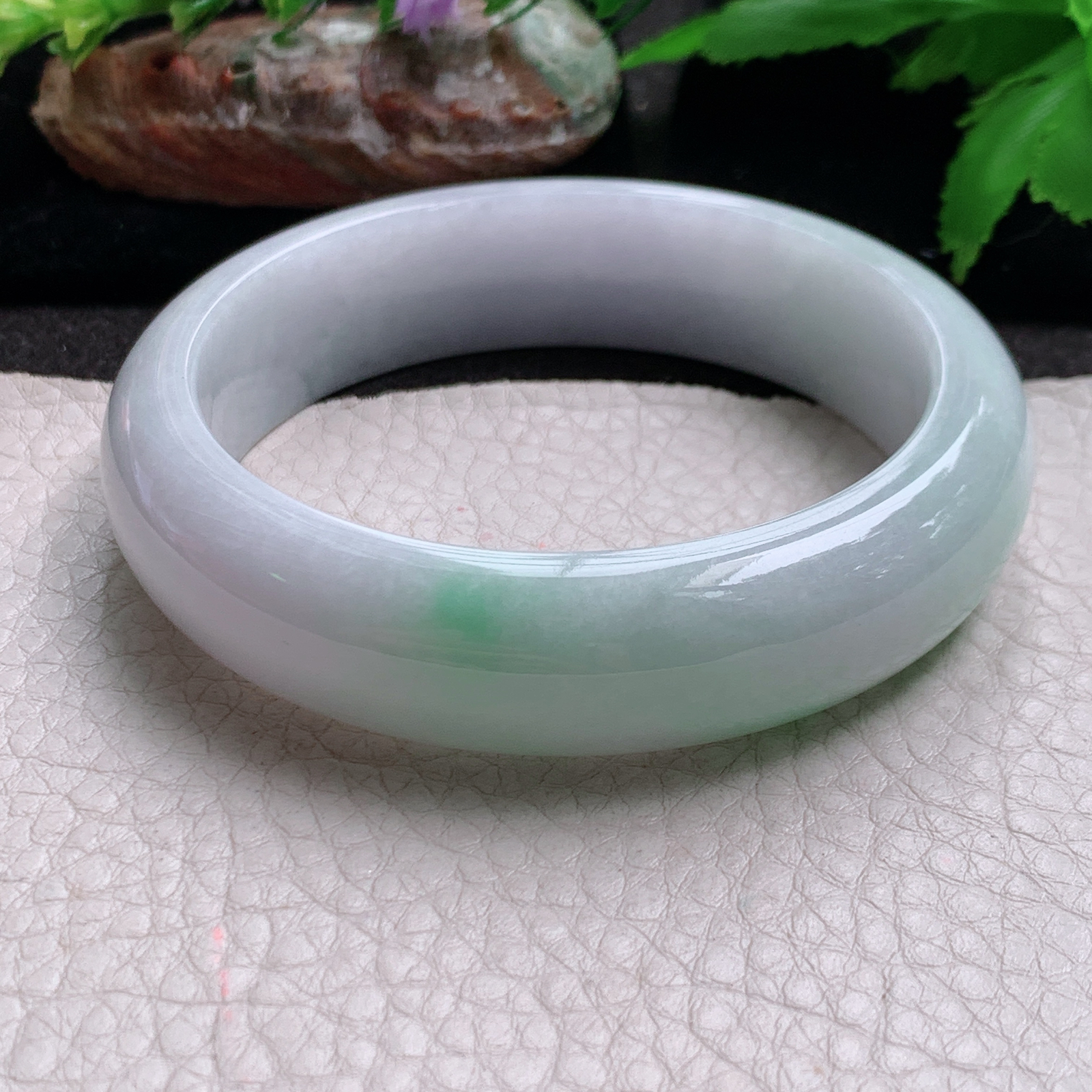 js实拍58*15.6*8.6轮胎镯 缅甸翡翠玉手镯春带彩水润正圈玉手环