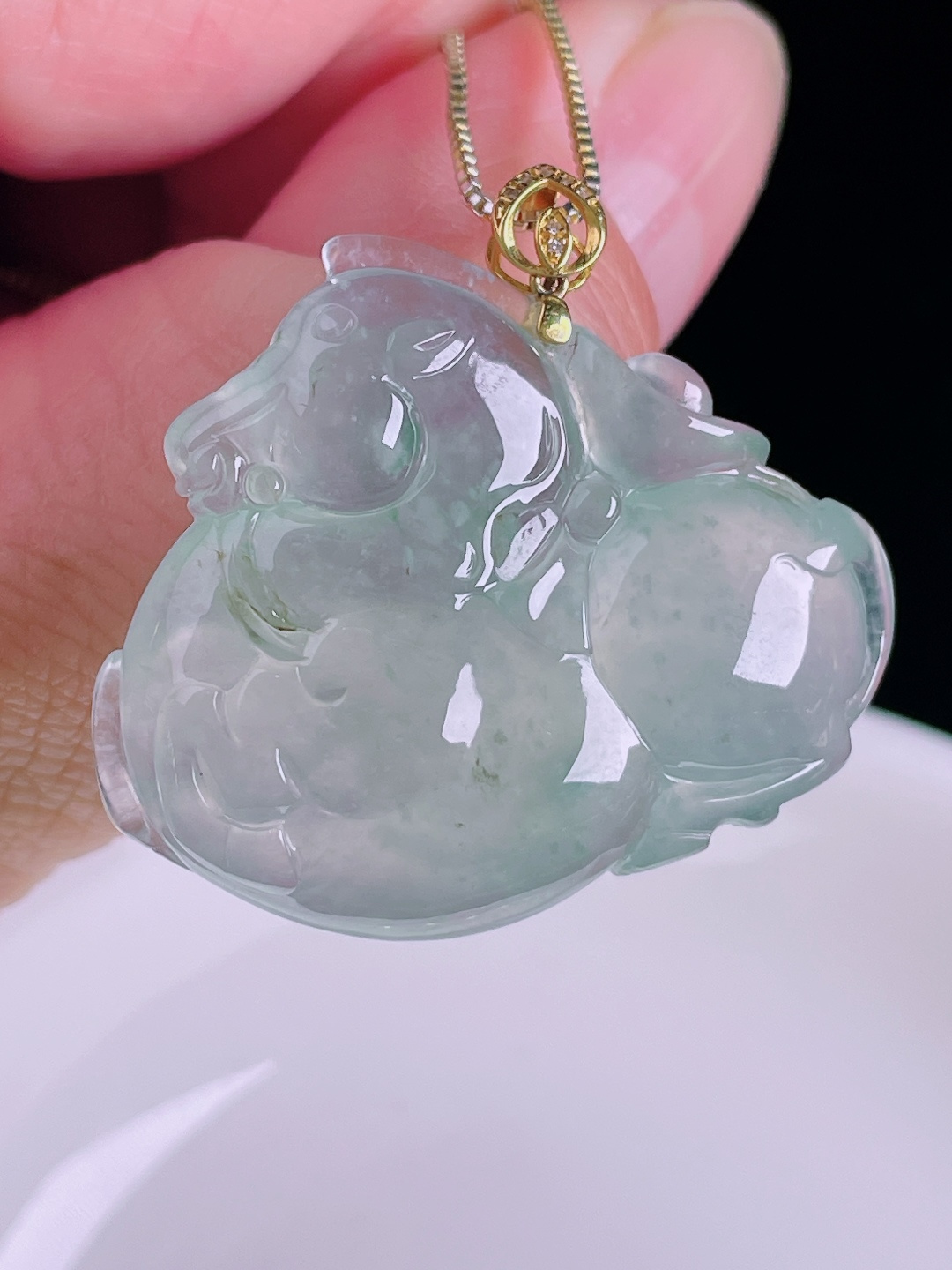 唐马，18k镶嵌，老种起光，细底通透，尺寸：32.2裸石28.4/33.6/8mm0826