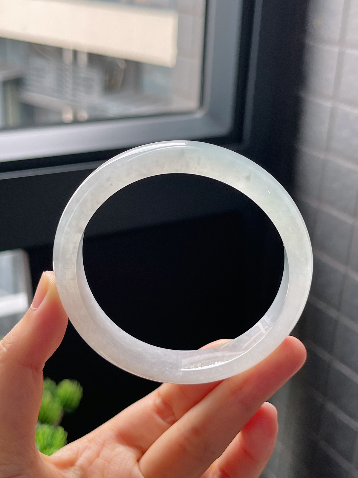 圈口58.7，白冰翡翠翡翠正圈手镯