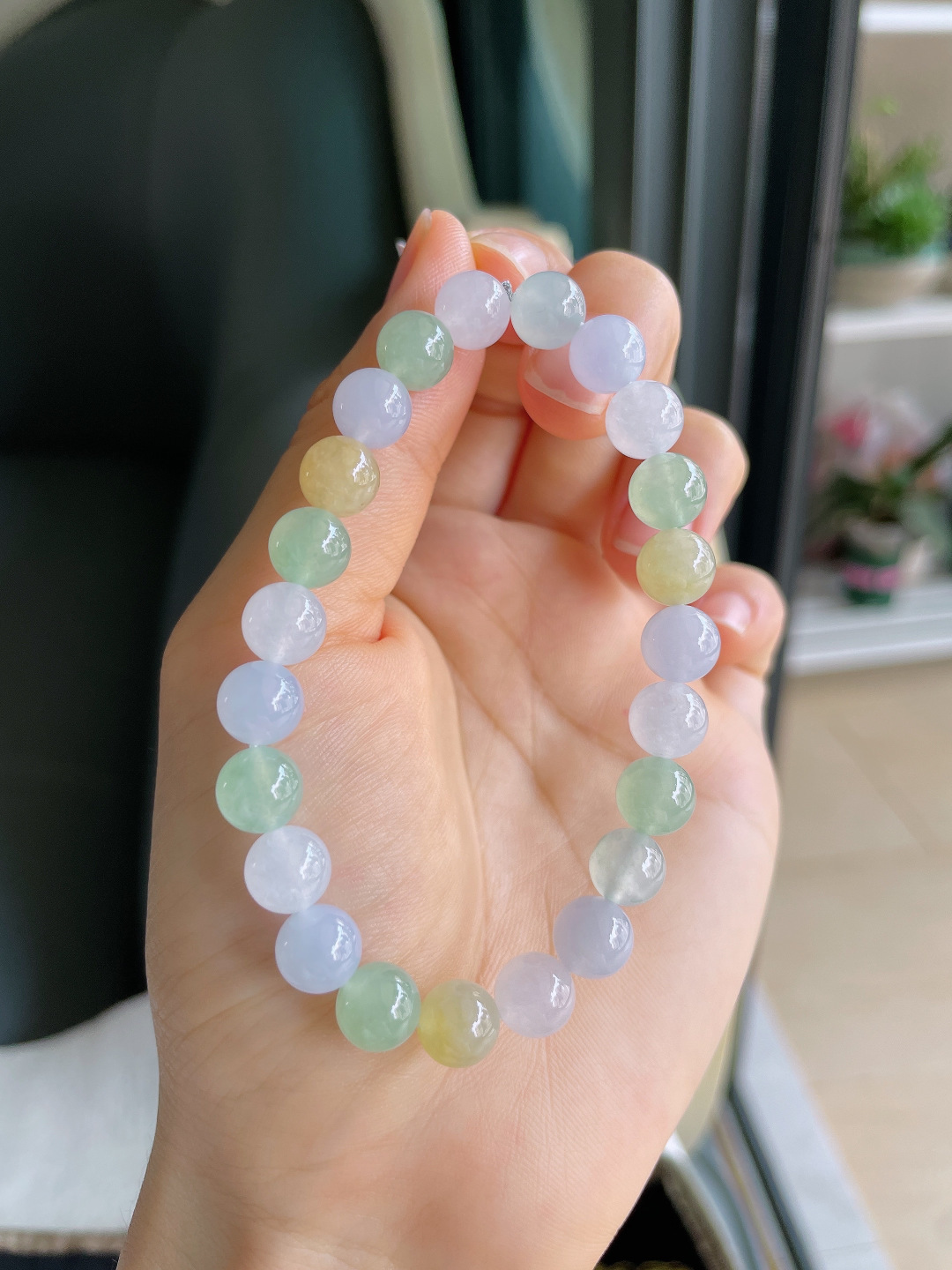 缅甸天然翡翠A货，冰多宝手串，尺寸：8mm。【编4296】