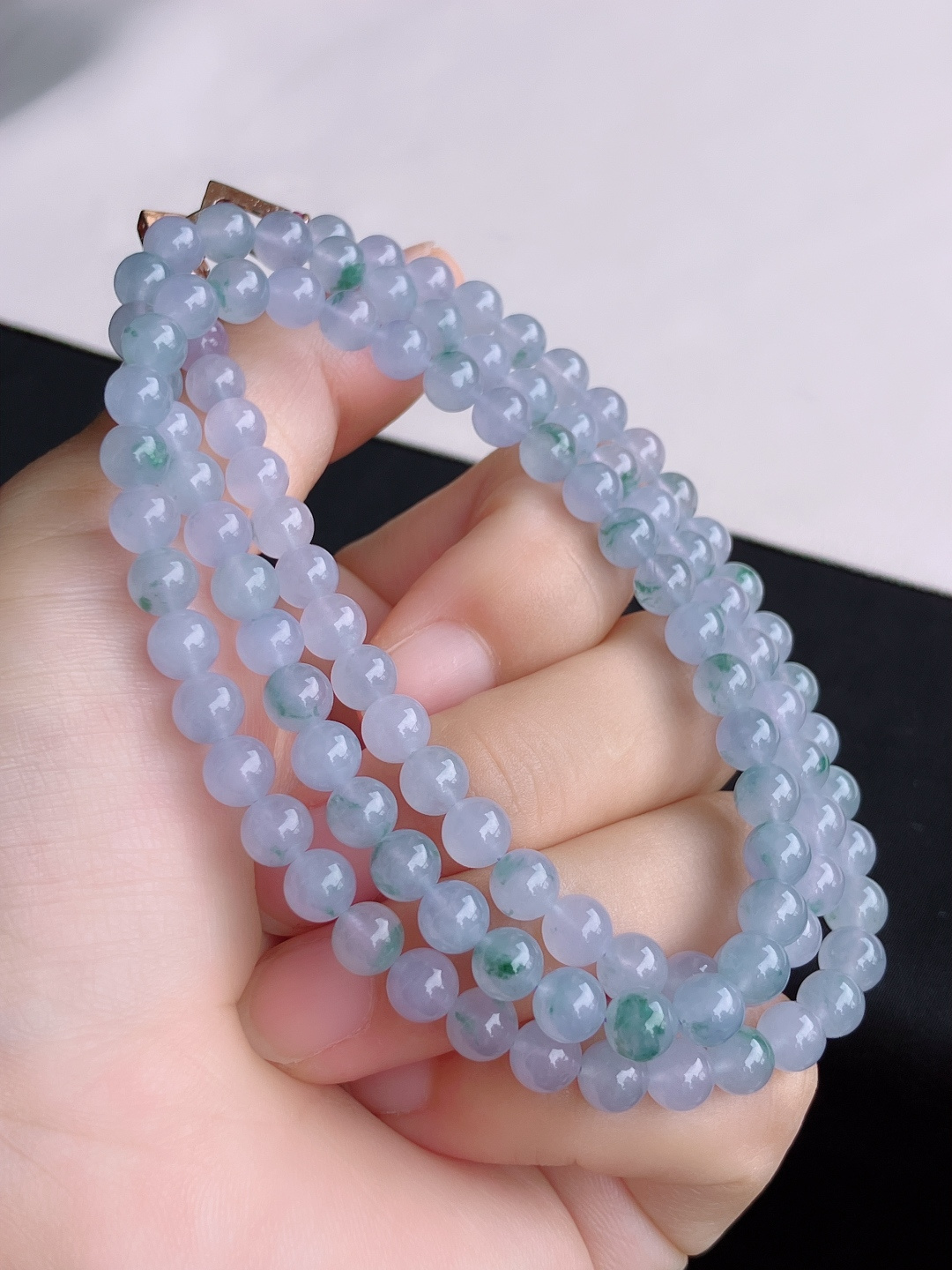 冰粉紫珠链，晶莹剔透，尺寸6/108颗，自然光实拍