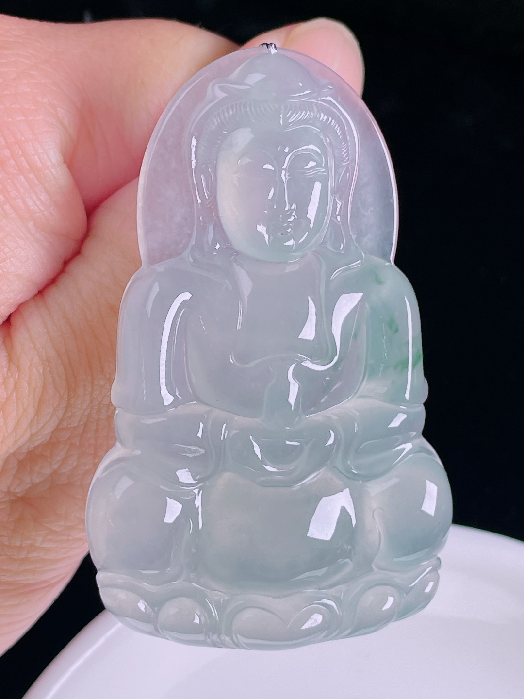 观音，老种起光，细底通透，尺寸：60/38/7mm0826