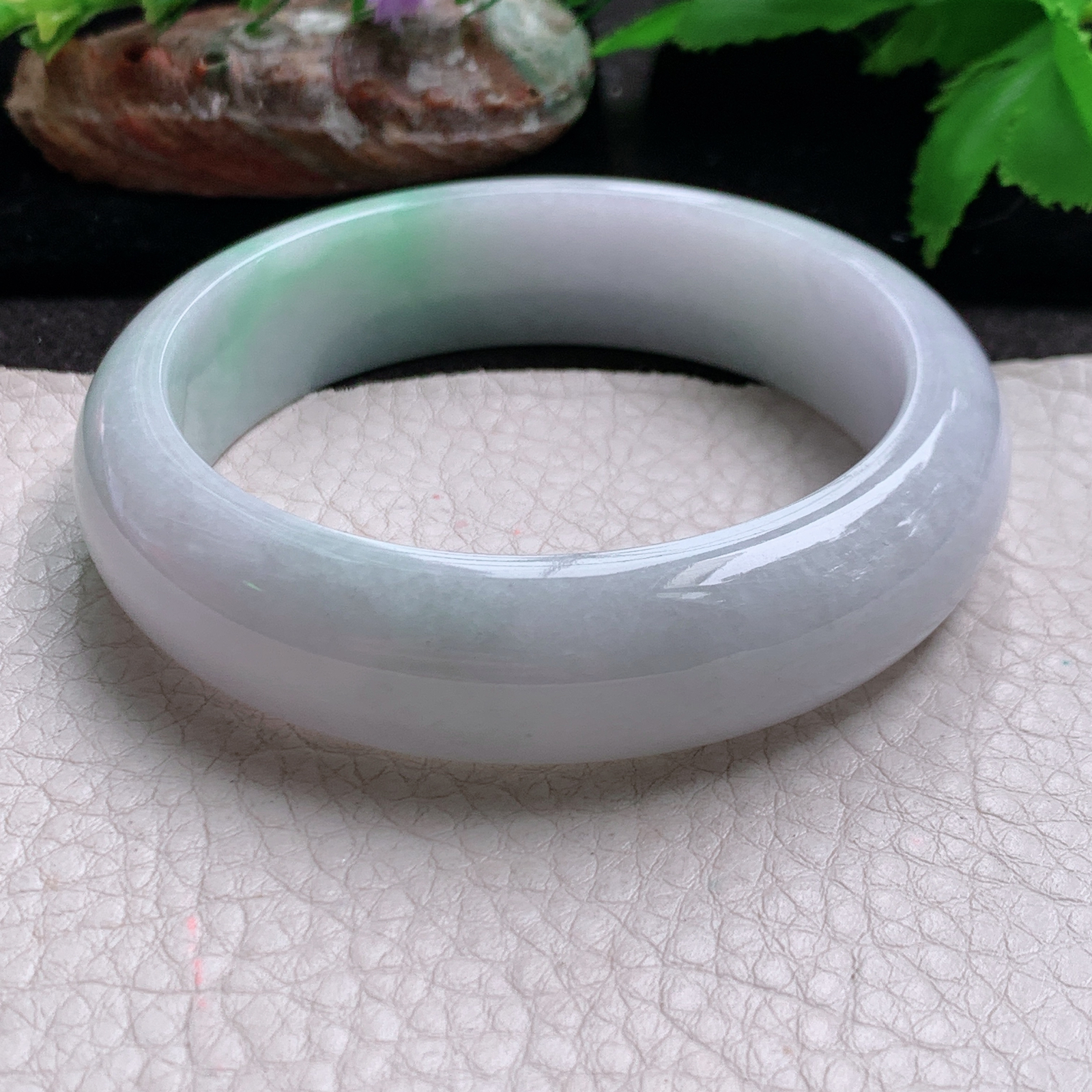 js实拍58*15.6*8.6轮胎镯 缅甸翡翠玉手镯春带彩水润正圈玉手环