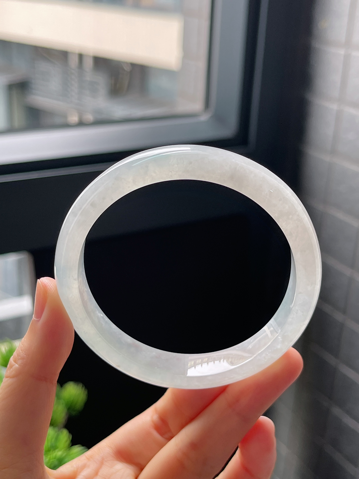 圈口58.7，白冰翡翠翡翠正圈手镯