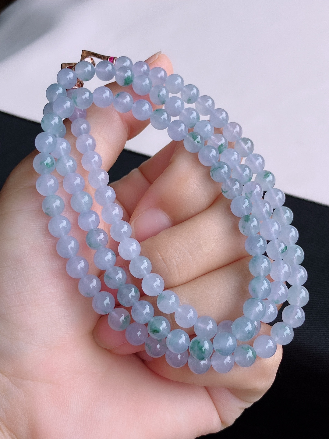 冰粉紫珠链，晶莹剔透，尺寸6/108颗，自然光实拍