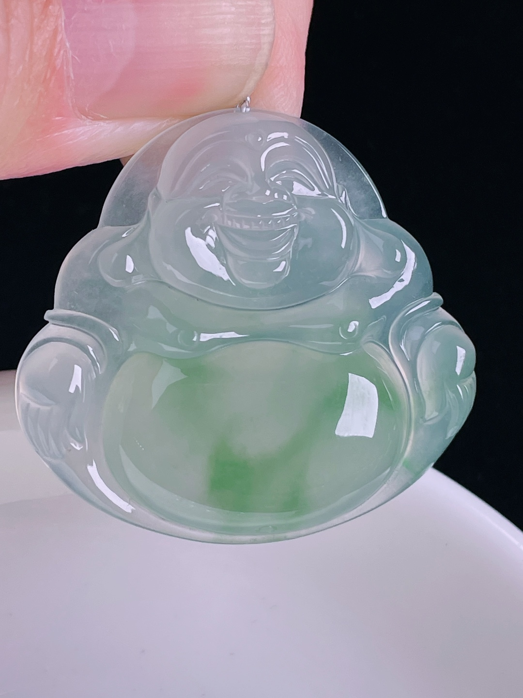 冰绿佛公，老种起光，细底通透，尺寸：34.7/37.5/6.8mm0826