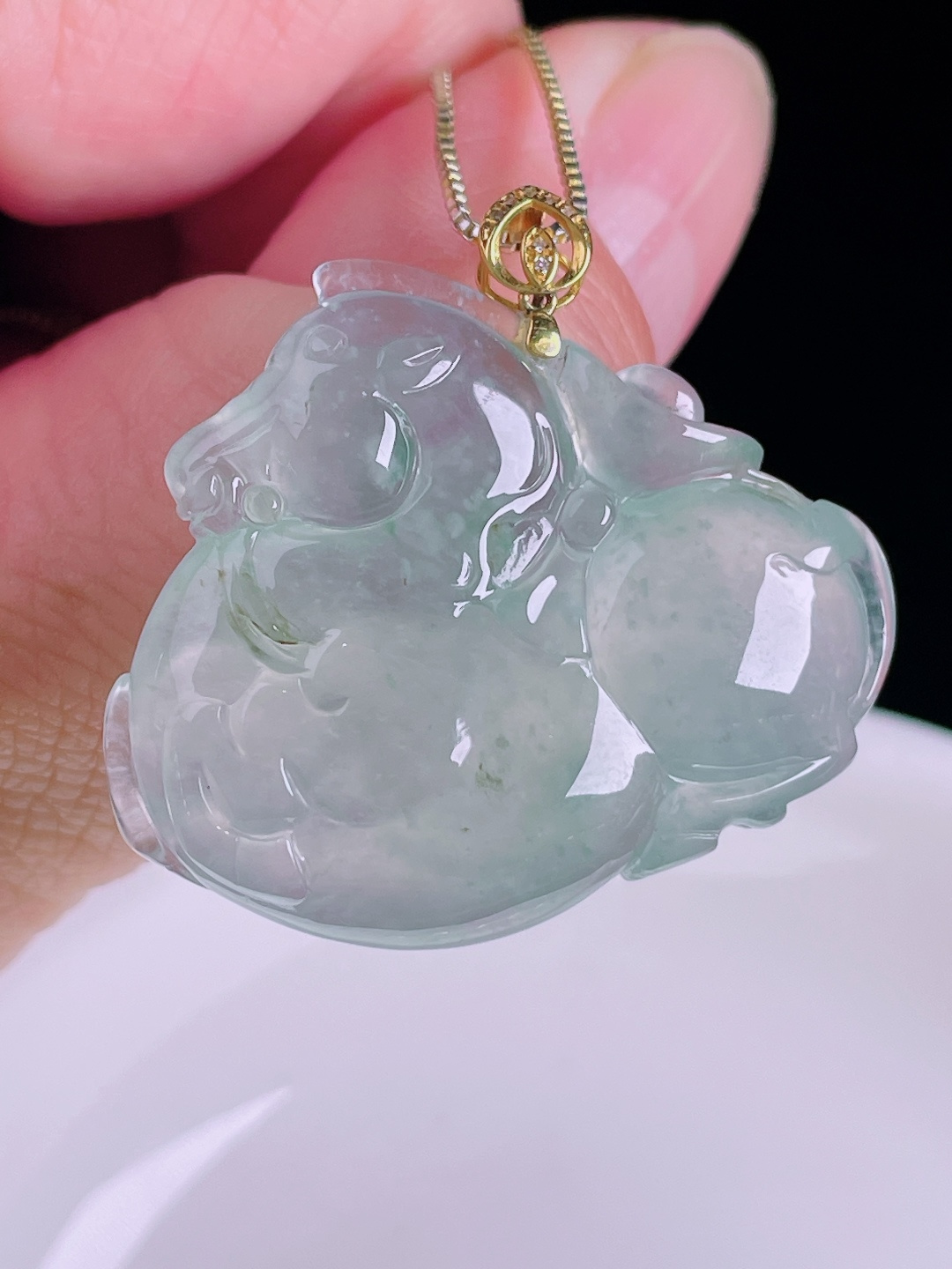 唐马，18k镶嵌，老种起光，细底通透，尺寸：32.2裸石28.4/33.6/8mm0826
