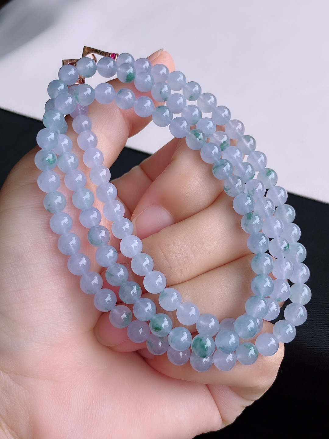 冰粉紫珠链，晶莹剔透，尺寸6/108颗，自然光实拍