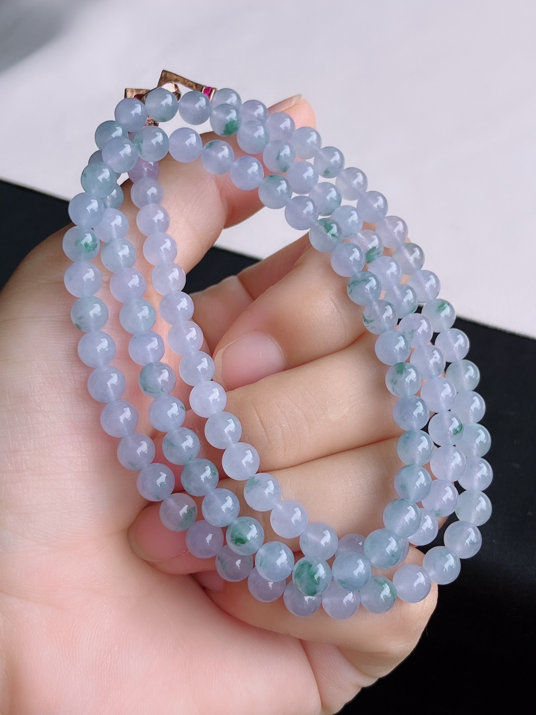冰粉紫珠链，晶莹剔透，尺寸6/108颗，自然光实拍
