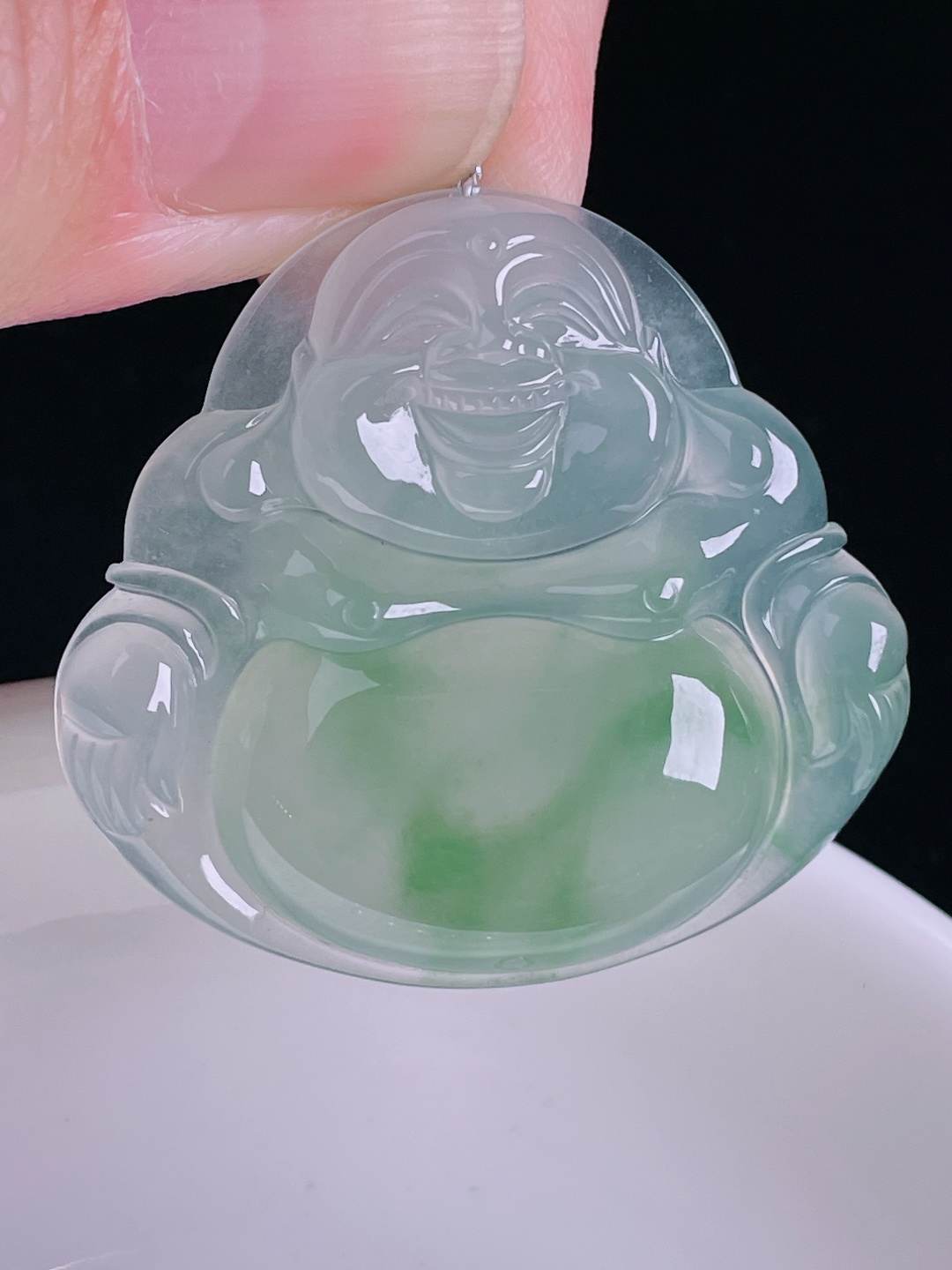 冰绿佛公，老种起光，细底通透，尺寸：34.7/37.5/6.8mm0826