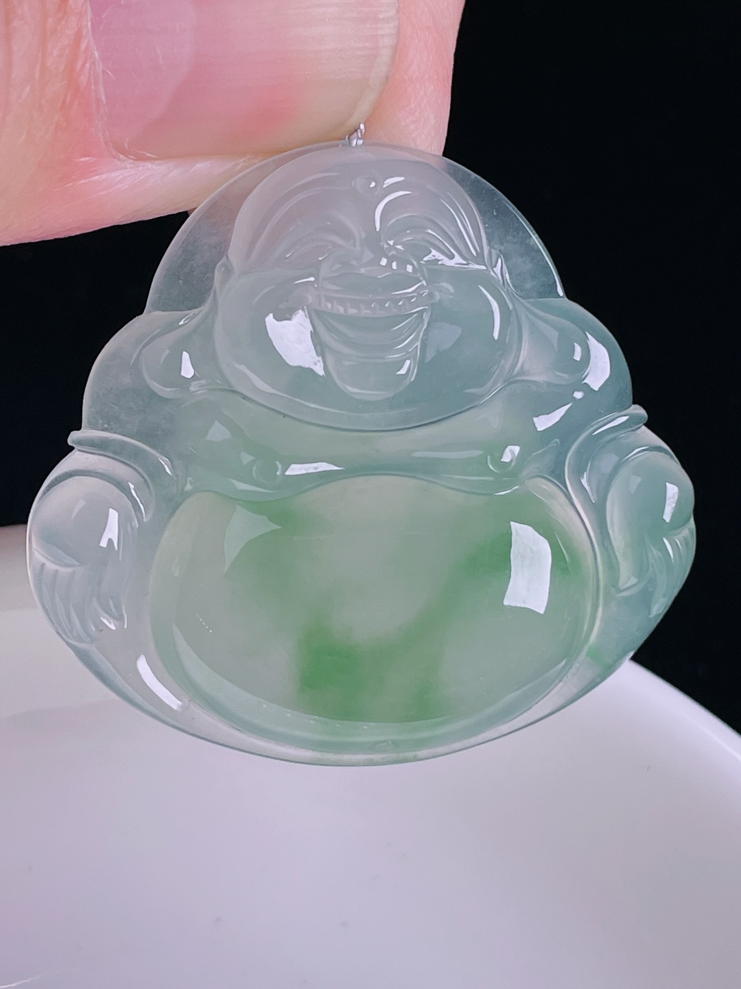 冰绿佛公，老种起光，细底通透，尺寸：34.7/37.5/6.8mm0826