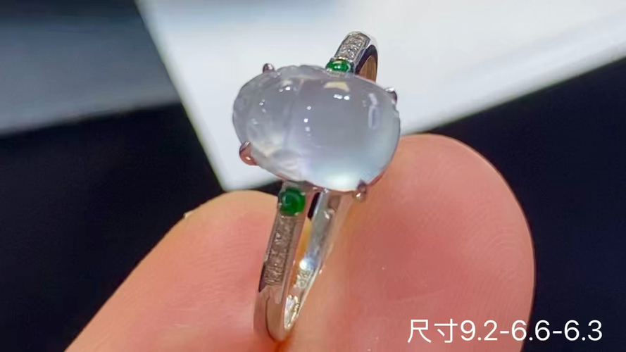 18k金+钻玻璃种貔貅戒指，无暇，9.2-6.6-6.3
