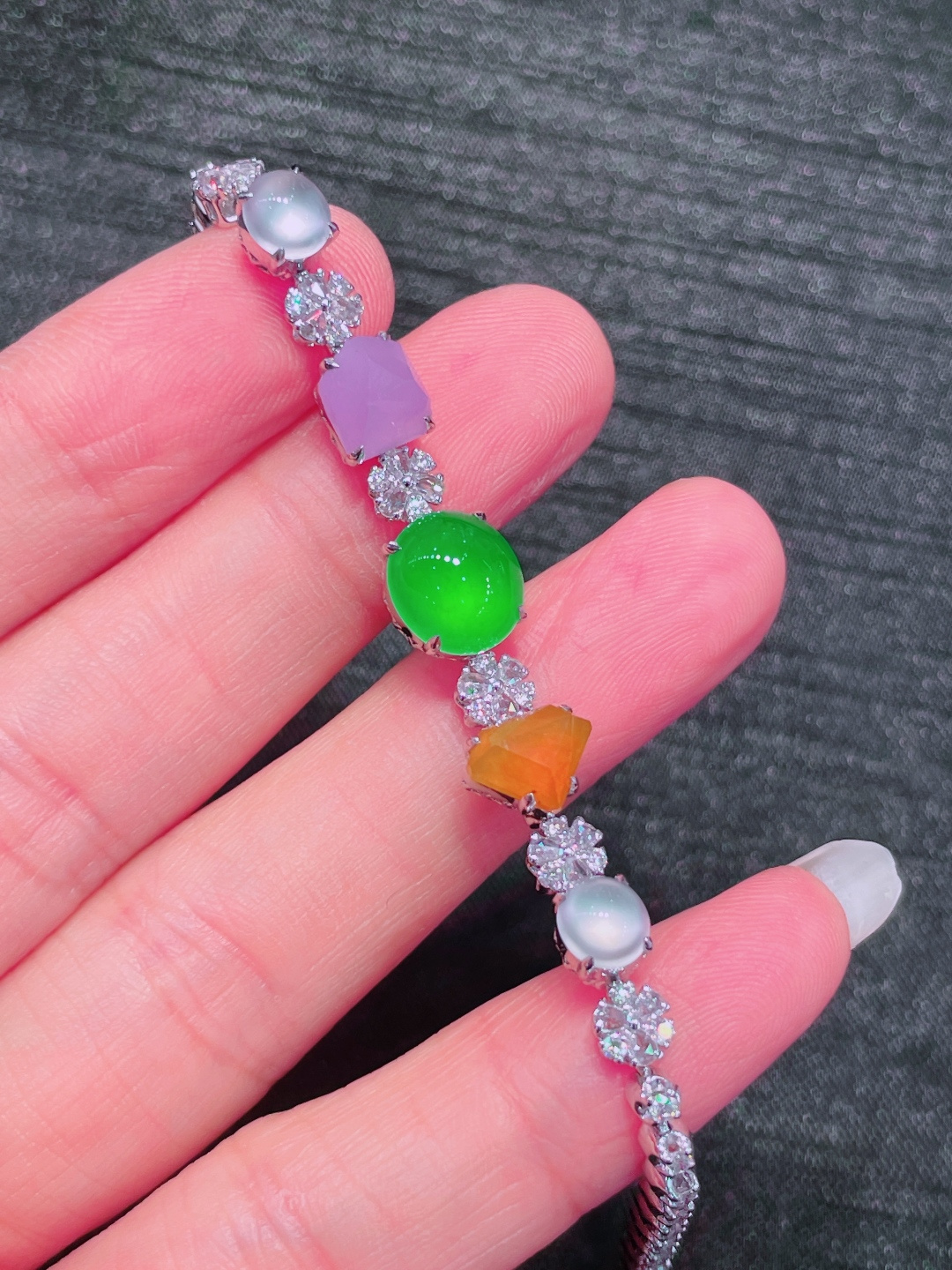 高冰多宝蛋面手链，晶莹剔透，新颖时尚，品相，9.6-8.8