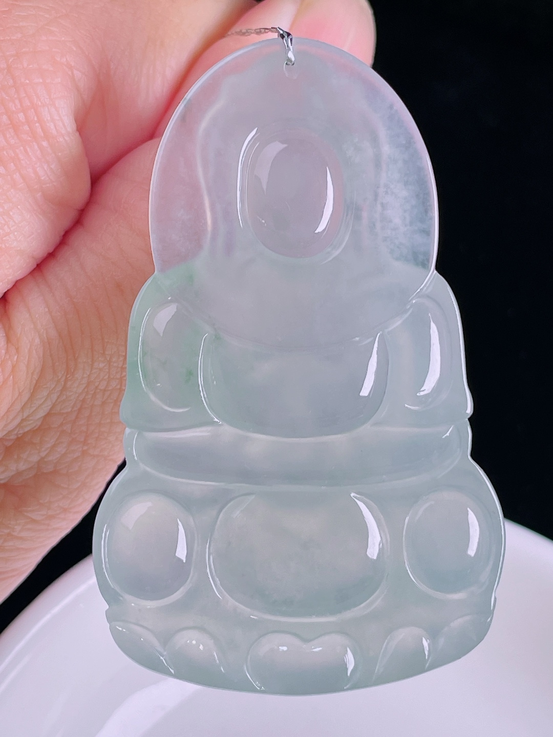观音，老种起光，细底通透，尺寸：60/38/7mm0826