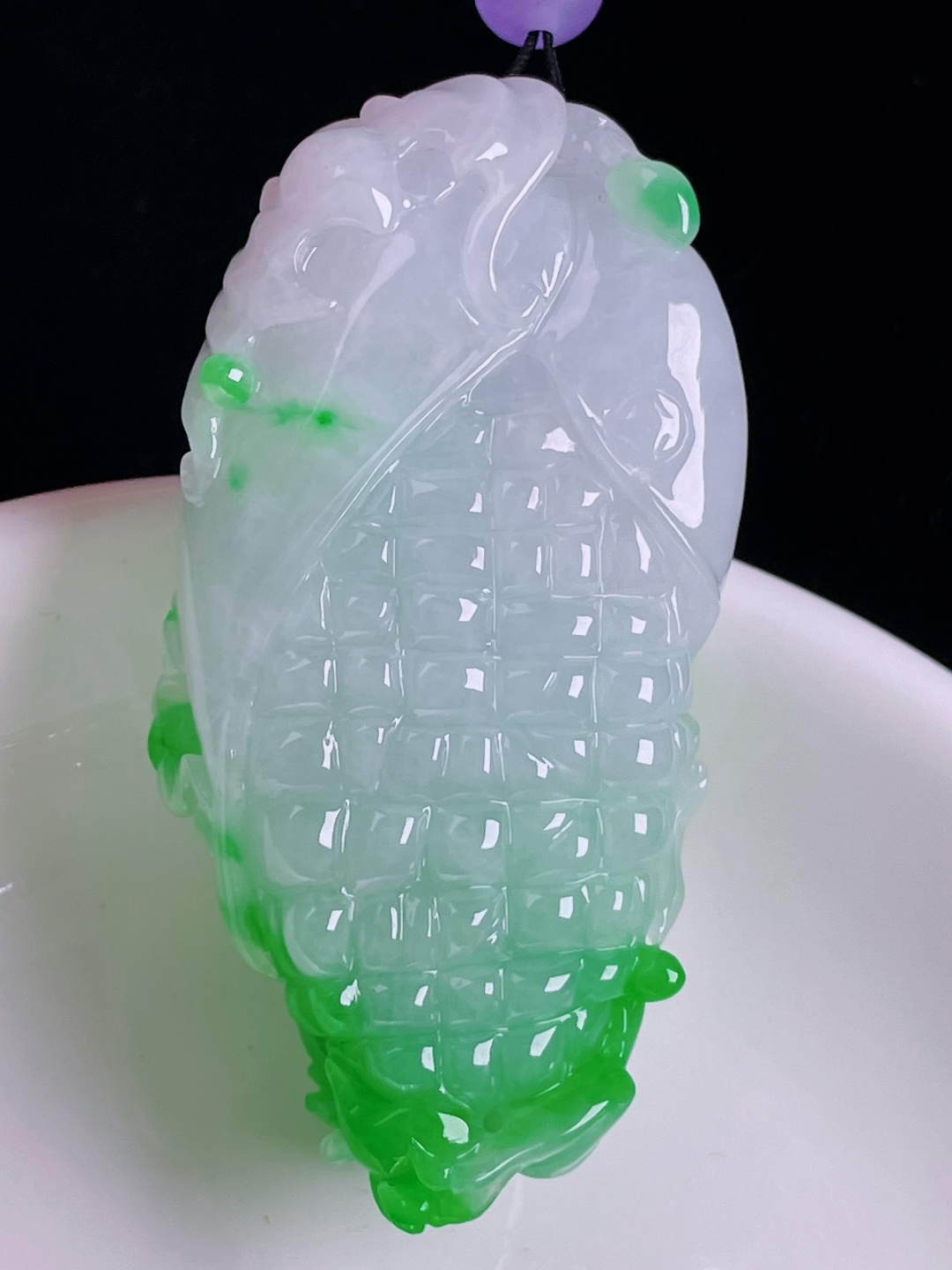 辣绿玉米，老种起光，细底通透，尺寸：54.7/27.4/14mm0827