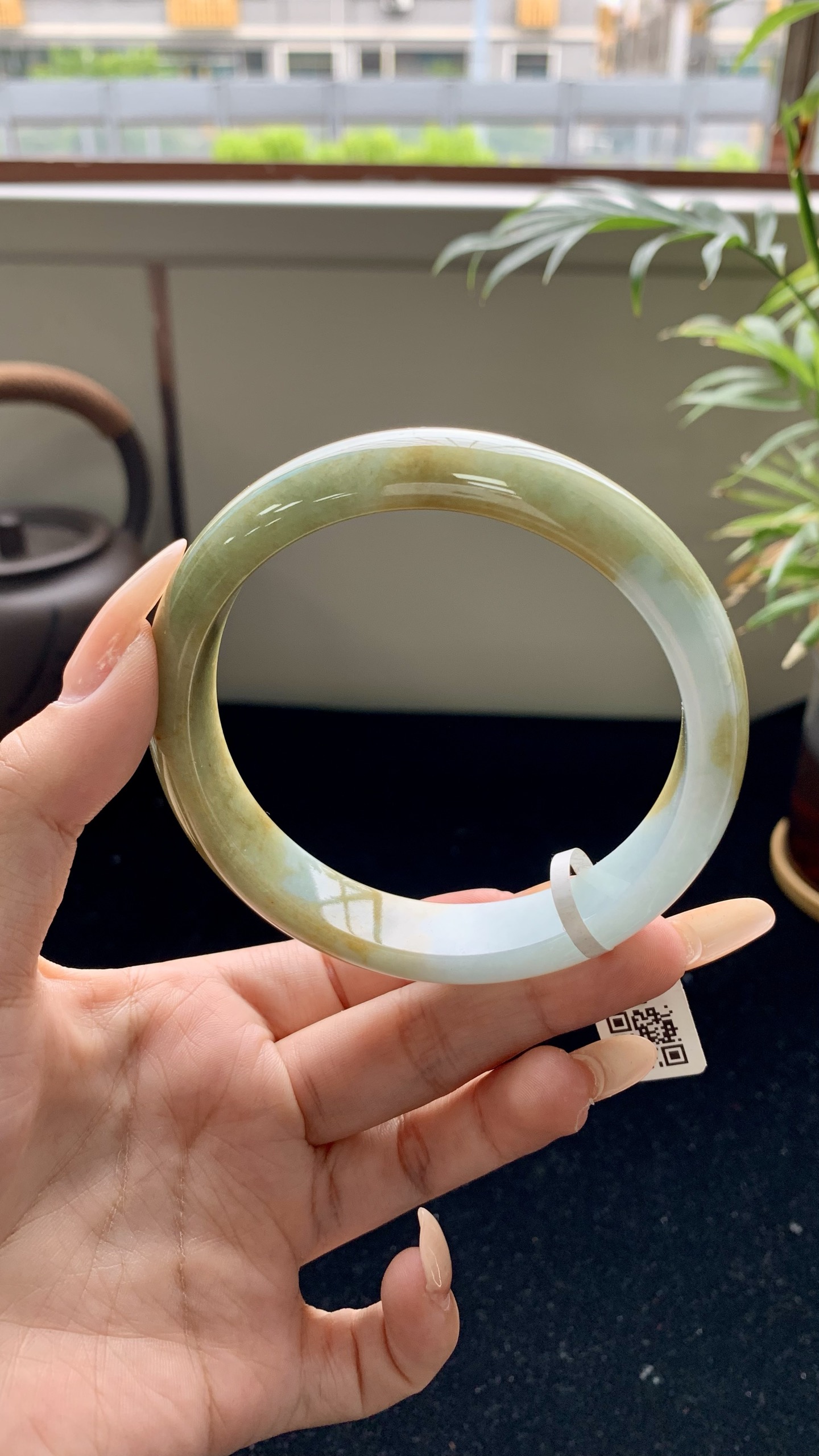 黄翡半山水正圈成品 HY-3744 尺寸：66-14-8