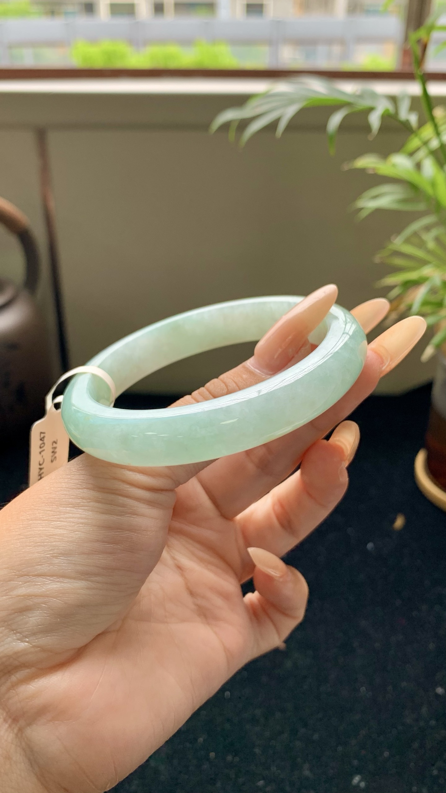 晴绿洒金正圈成品,HYC-1047,尺寸：57-11.5-8
