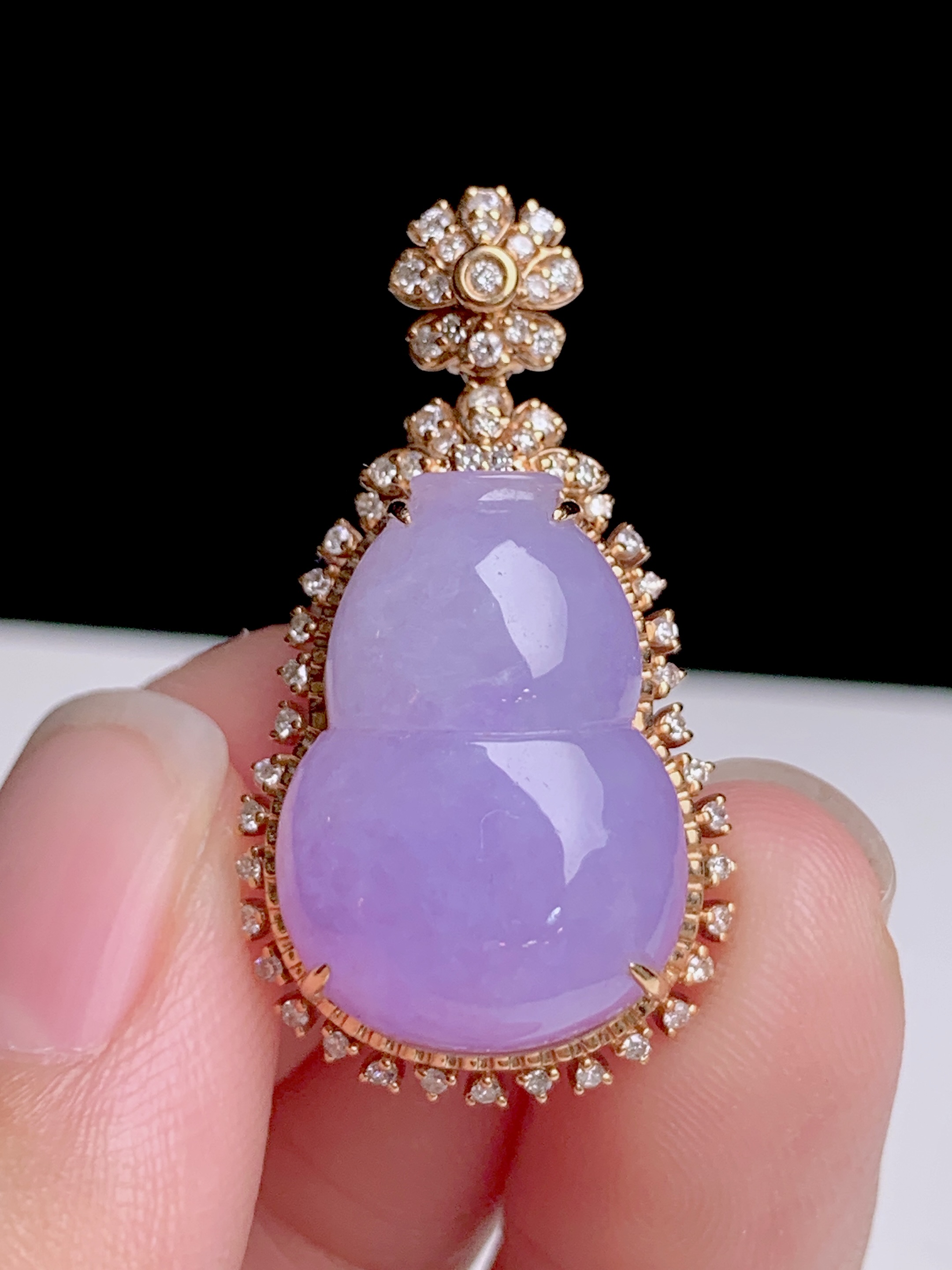冰粉紫葫芦，18k金钻镶嵌，31.5-17.5-10