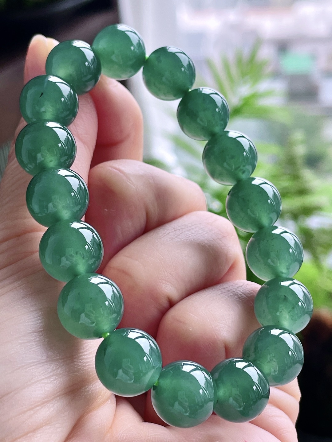 冰晴绿手串圆珠珠子手串, 性比高,11.8mm,48.3克